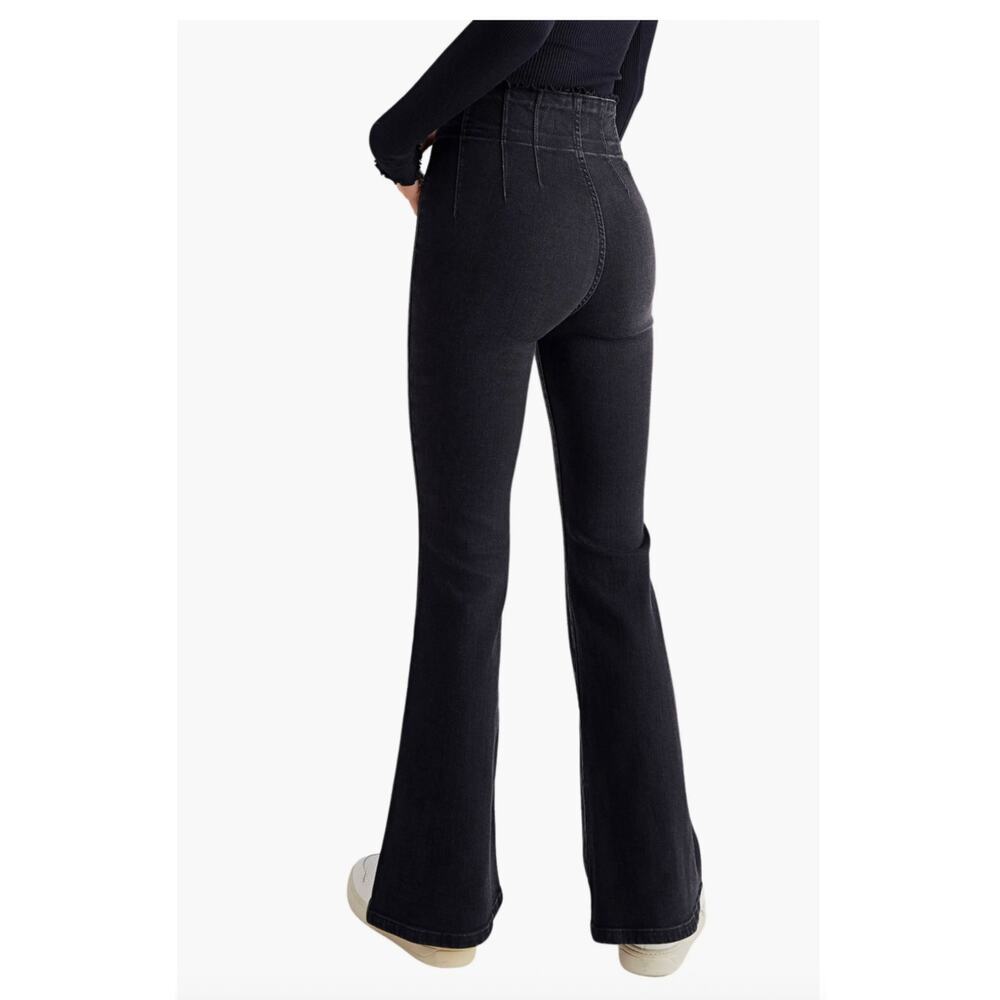 Free People We The Free Jayde Flare Jeans Black Onyx Denim Bell Bottom Size 25 - Picture 16 of 16